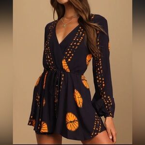 Lulus - Adventuresome Dark Purple Tie-Dye Long Sleeve
Romper